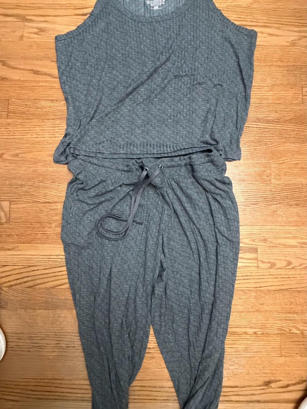 Joyspun Women’s 2-Piece Ribbed Lounge Set Size 2X 18W-20W Charcoal Gray